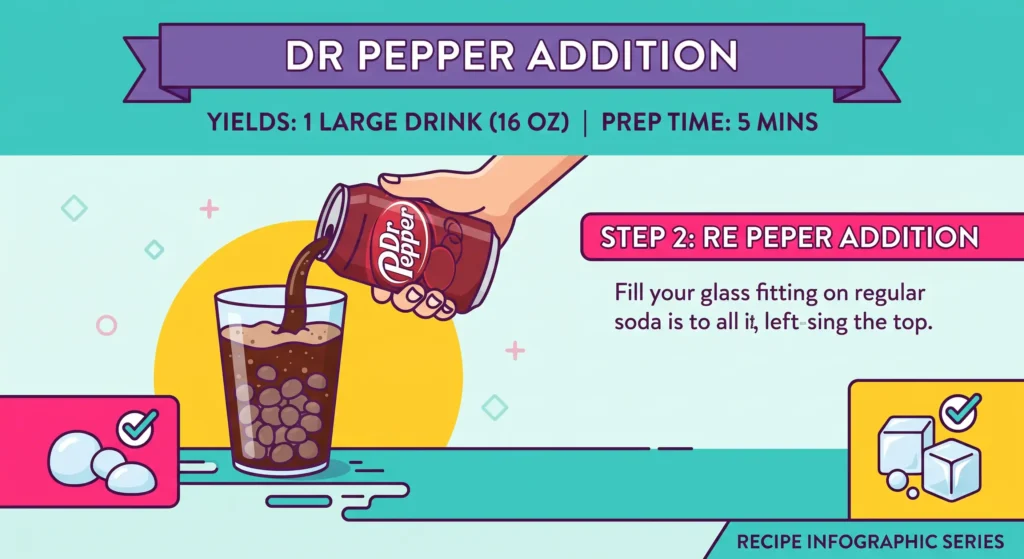 pouring raspberry puree into Dr Pepper for raspberry dream drink