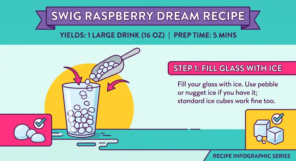 Swig raspberry dream recipe in a glass with pebble ice
